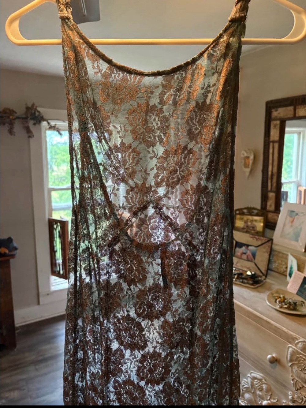 Free People Dusty Blue Lace Backless Maxi Dress size XS - Picture 7 of 7